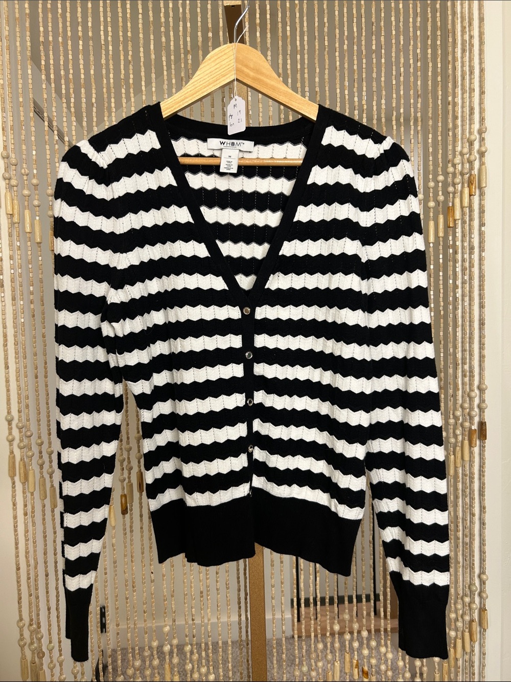 White House Black Market Black & White Striped Cardigan